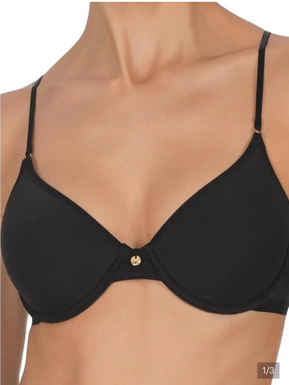 Natori Black Smooth Underwire Bra with Gold Accent